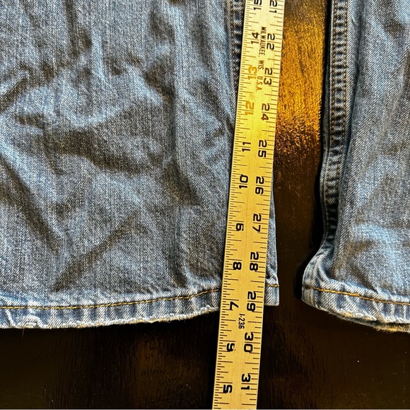 Retro Levi’s 514 34x30 Light Was Denim Jean Destroyed Holes Wide Leg Straight - Picture 12 of 14